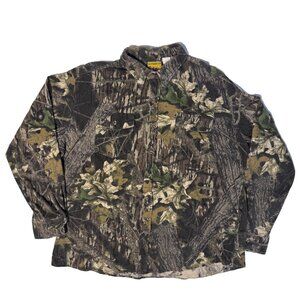 Sasquatch Vintage Break-up Camo Vented Button-up Shirt Men's XL 100% Cotton